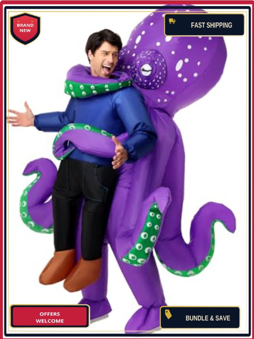 Adult Inflatable Octopus Costume Blow Up Sea Creature Halloween Cosplay Party